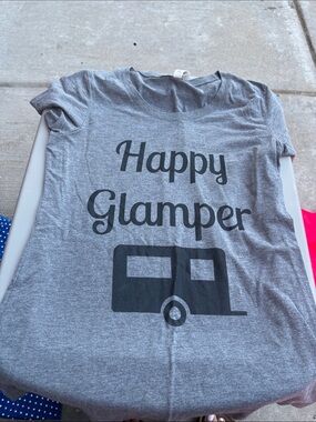 Happy Glamper Gray Graphic Tee - Camper Design
